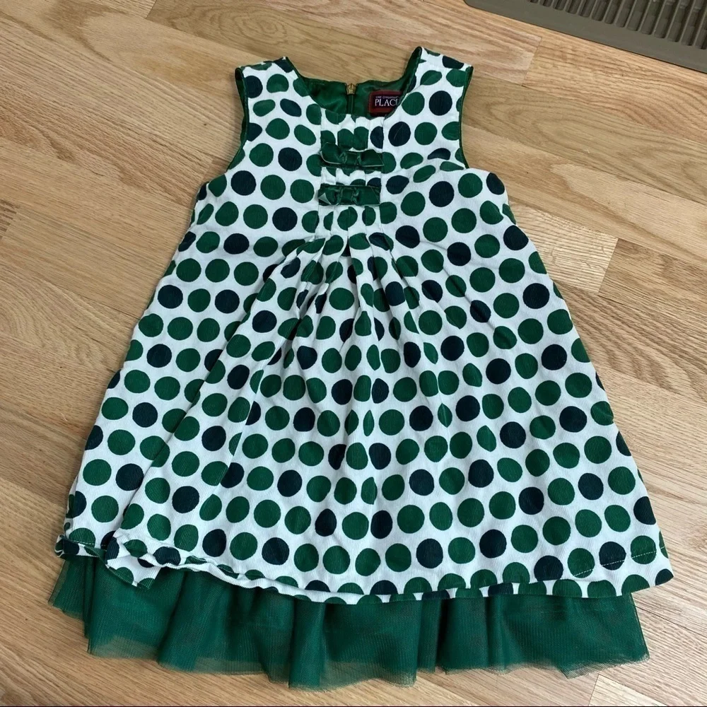 Children’s Place Emerald Green Polka Dot Dress 2T - Picture 2 of 7